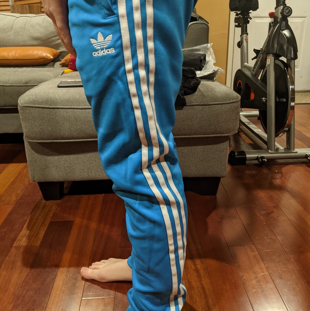 adidas Blue Joggers with White Stripes